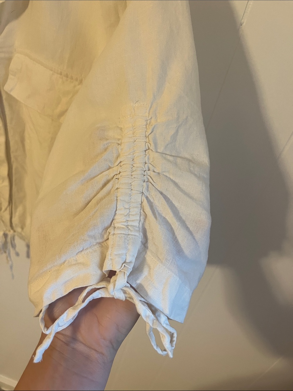LOFT Cream Button-Front Drawstring Shirt Jacket - Picture 3 of 5